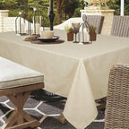 Outdoor Tablecloth Wrinkle-Free Stain Resistant Waterproof Polyester Fabric Table Cover with Zipper Umbrella Hole for Picnic/Party/Dinner/Patio Garden(60×84inch,Zippered,Nature)