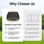 Alvantor® Screen House Room Camping Tent Outdoor Canopy Pop Up Sun Shade Hexagon Shelter Mesh Walls Not Waterproof 10'x10' Beige Patent Pending