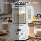 51oz Automatic Nut Milk Maker,10 in 1 Soy Milk Maker Machine 20 Blades,Baby Food Maker,Plant Based Milks Homemade Oat,Juice,Almond Milk Machine with Delay Start 24H,Boil Water,Keep Warm 8H&Auto Clean
