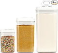 Felli Flip Tite Acrylic Food Storage Container with Lid 6” XL Air Tight Ring Seal Flip Top, Plastic Kitchen Baking Canister for 5 lb Flour Sugar Rice Protein Powder Pantry Organizer (Nest-M, White)