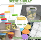 32 oz Plastic Containers with Lids, 6 Pack Stackable Freezer Soup Container, Reusable Clear Food Storage Meal Prep Containers for Snack Fruit, Microwave & Dishwasher Safe, with Pen & Brush