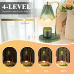 Candle Warmer Lamp with Timer & Dimmable 4-Level Brightness - Adjustable Height,for New Home Bedroom, Gifts for Women (Green)