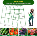 63" Tall Garden Trellis for Climbing Plants Outdoor Cucumber Trellis for Raised Beds Metal U-Frame Arch Tunnel Tomato Cage with Garden Netting for Garpes/Pea/Zucchini/Squash/Bean/Vines