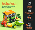 Avocado Saver & Onion Storage –Set of 4 BPA Free Silicone Food Storage Containers – Reusable Fruit and Veggie Savers, Fresh Pods for Food – Perfect for Tomato Holder, Garlic, Lemon & More