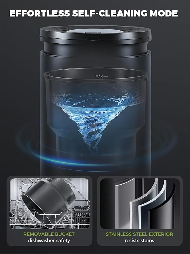 Electric Composter for Kitchen Smart Odorless Countertop Compost Bin Machine Quiet Larger 4.5L Indoor Food Cycler with Auto Cleaning, 3 Modes, 2 Carbon Packs, Turn Food Waste into Fertilizer