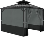 Gazebo Privacy Curtains 11' x 13' with Zipper 4-Panels Side Wall Universal Replacement for Patio, Outdoor Canopy, Garden and Backyard Gray and Black (Curtain Only)