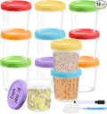 32 oz Plastic Containers with Lids, 12 Pack Stackable Freezer Soup Container, Reusable Clear Food Storage Meal Prep Containers for Snack Fruit, Microwave & Dishwasher Safe, with Pen & Brush