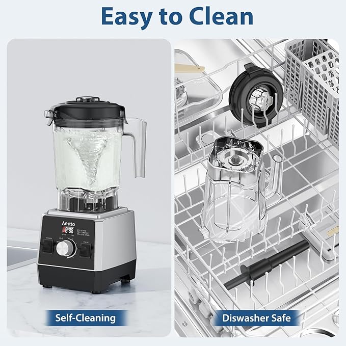 Aeitto Blenders for Kitchen with 68Oz. Large Capacity, 1800W Max Power Smoothie blender, 3 Preset Programs & 7 Speeds, Professional Countertop Blender for Smoothies, Ice Crush, Frozen Drinks, Black