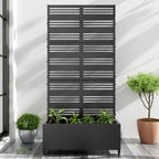 Casaphoria Metal Raised Garden Bed with Trellis and Wheels, 72"x35"x16" Planter Box for Climbing Plants, Vegetables & Vines, Features Drainage Holes and Privacy Screen (Black-Harold)