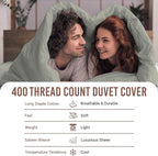 Pizuna Pure 100% Cotton Twin Duvet Cover Set, Luxurious 400 Thread Count Long Staple Cotton Sateen Weave with Button Closure (Combed Silver Cotton Duvet Cover Twin)