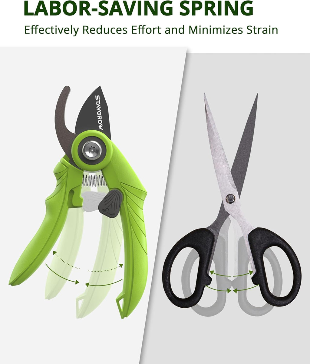 Garden Shears - 6.9" Pruning Shears for Gardening with SK5 Stainless Steel Sharp Blades, Tree Trimmer Garden Scissors with Comfort Handle and Safety Lock, Gardening Hand Tools - Green