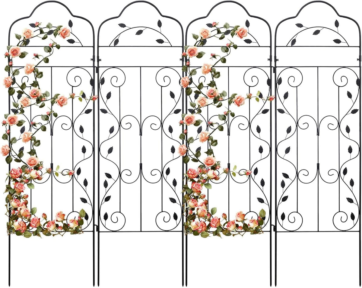 hogardeck 4 Packs 60 * 18 inch Metal Garden Trellis for Climbing Plants Outdoor,Heavy Duty,Black Coating Rustproof Trellis for Rose, Vegetable, Flowers, Expandable,Perfect for Training Climbing Plants