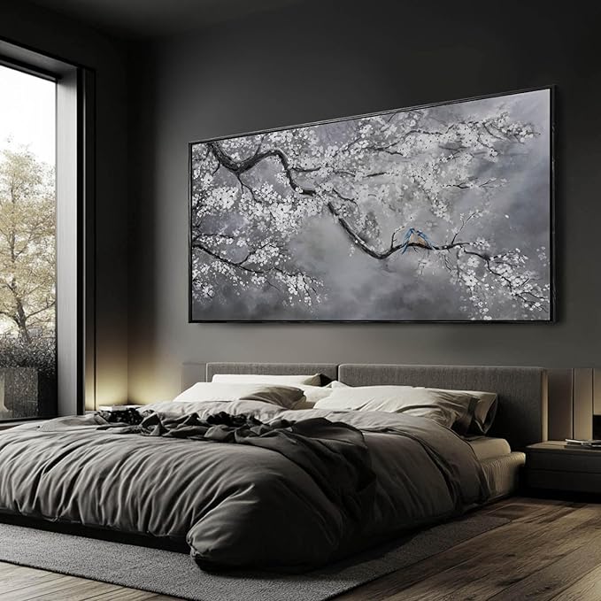 Nature Wall Decor Flowers White Pictures Art Bird Artwork Botanical Wall Art 29x58 Inch Hanging Art Wall Decorations for Office Bedroom