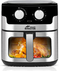 8.5QT Air Fryer, Upgraded Family Size Capacity, Visual Window, Square Basket Dials Stainless Steel Air Fryers, Reheat Leftovers, Easy Cooking for Healthier Breakfast & Dinner in Minutes