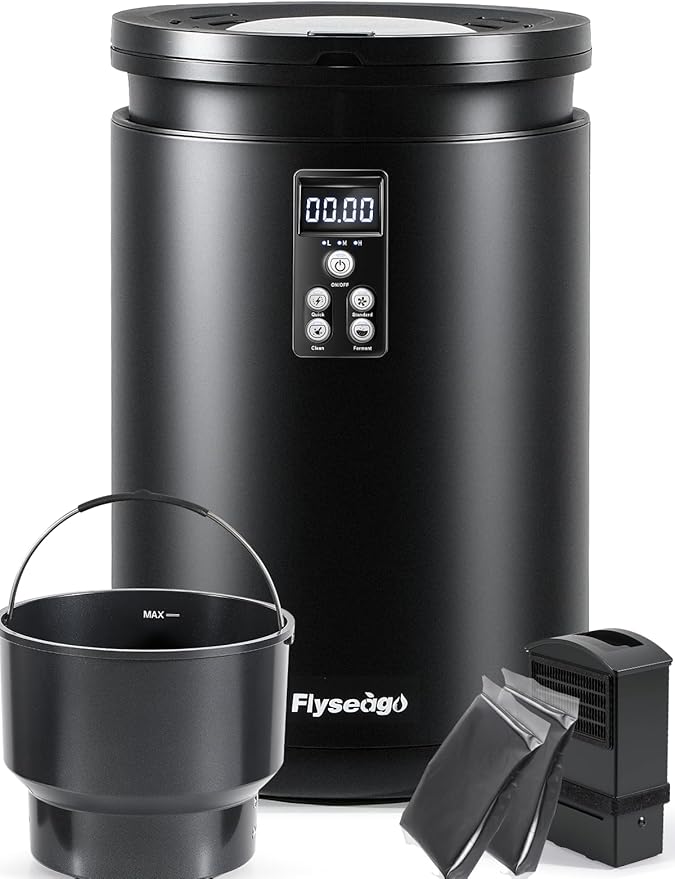 Electric Composter for Kitchen Smart Odorless Countertop Compost Bin Machine Quiet Larger 4.5L Indoor Food Cycler with Auto Cleaning, 3 Modes, 2 Carbon Packs, Turn Food Waste into Fertilizer