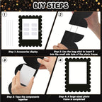 32 x 24 Inch Large Blank DIY Photo Booth Props Picture Frame Party Frame DIY Photo Booth Props Selfie for Birthday, Graduation, Christmas Holiday Party(Black,Scalloped)