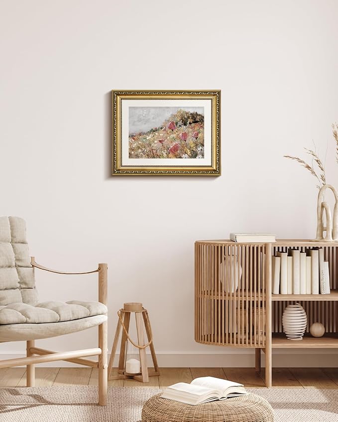 VIYYIEA Gold Framed Wall Art Canvas Print Home Decor Flower Art Vintage Botanical Print Rustic Farmhouse Wall Decor Mid Century Modern Art Coastal Floral Room Decor Wall Pictures Bedroom 11x14in
