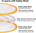 Electric Fly Swatter Handheld Bug Zapper - Indoor Outdoor 20in Zapping Racket for Pest Mosquito & Flies - Battery Powered Safe to Touch with 3-Layer Safety Mesh, Large Size, Pack of 2