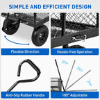 Yesker Steel Garden Carts - 1100lbs Dump Wagon with All Terrain Inflatable Wheels for Yard Lawn Farms Gardening - Heavy Duty Utility Outdoor Hauling Wheelbarrow