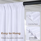 30ft x 15ft White Wrinkle Free Backdrop Curtains for Parties,Silky Polyester Fabric Wedding Ceiling Drapes, 6 Panels 15ft Photo Back Drop Drapes for Baby Shower Photography Stage Background Cloth