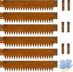 Co rten Steel Landscape Edging 12 Inch Tall 6 Packs, Pre-Rusted Metal Garden Edging, Hammer in Landscape Edging with 6 Clips and a Pair of Gloves, Steel Edging for Landscaping, Lawn Rusty
