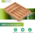Bamboo Utensil Drawer Organizer, Silverware Tray Organizer, Kitchen Drawer Organizer for Flatware Cutlery, Silverware Tray for Drawer (brown, Large 16.5x12.3 Inch)