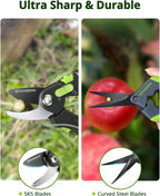 Pruning Shears for Gardening 2 Pack, 8.5" Bypass Garden Clippers and 6.5" Curved Garden Shears, Pruners with Super Sharp Stainless Steel Blades, Safety Lock, Gardening Gifts for Men Women