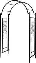 OUTOUR Garden Arch Arbor Arbour Trellis Archway for Climbing Plants Roses Vines Support Rack, Outdoor Garden Lawn Backyard Patio, Matte Black