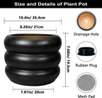 SQOWL 10 Inch Pot for Plants - Ceramic Planter for Indoor Plants Large Plant Pot with Drainage Hole Outdoor Flower Pot Decorative Round Planter for Porch House Decor Black