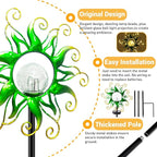 Solar Garden Lights Outdoor, Green Metal Sun Stake with 30 LED Waterproof Vine String Crackle Glass Spring Decor for Patio,Yardr,Lawn Gardening Birthday Gifts