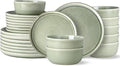 AmorArc Stoneware Dinnerware Sets,Round Reactive Glaze Ceramic Plates and Bowls Sets,Highly Scrath Resistant | Dishwasher & Microwave Safe,Service for 8 Dishes Set (24pc)