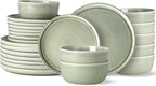 AmorArc Stoneware Dinnerware Sets,Round Reactive Glaze Ceramic Plates and Bowls Sets,Highly Scrath Resistant | Dishwasher & Microwave Safe,Service for 8 Dishes Set (24pc)