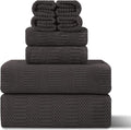 8 Piece Oversized Bath Towels Set Black Brown,2 Extra Large Bath Towel Sheets,2 Hand Towels and 4 Washcloths 600 GSM Highly Absorbent Quick Dry Towels Set for Bathroom Hotel