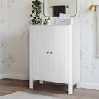 Bathroom Cabinet, Modern Bathroom Floor Storage Cabinet, Freestanding Organizer with Adjustable Shelves & Double Doors, 3-Tier Home Living Room Furniture
