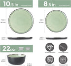 AmorArc Stoneware Dinnerware Sets,Round Reactive Glaze Plates and Bowls Set,Highly Chip and Crack Resistant | Dishwasher & Microwave Safe Dishes Set,Service for 4 (12pc)