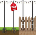 4 Pack String Light Poles for Outside, 10Ft Adjustable Outdoor Light Poles for String Lights, Outdoor Lighting Stand with Fork for Patio, Deck, Backyard, Garden, Party & Wedding