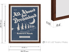 Poster Master All Aboard For Dreamland Poster - Retro Children's Lullaby Print - Story Book Art - Bunny Art - Rabbit Art - Aesthetic Art - Kid's Bedroom or Nursery Wall Decor, 16x20 Brown Framed