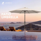 JEAREY 9FT Outdoor Patio Umbrella Outdoor Table Umbrella with Push Button Tilt and Crank, Market Umbrella 8 Sturdy Ribs UV Protection Waterproof for Pool, Garden (Beige)
