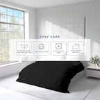 Kotton Culture 3 Pc King Size Duvet Cover Set- 100% Egyptian Cotton Sateen 600 Thread Count Ultra Soft Premium Durable Comforter Cover Zipper Closure & Corner Ties (Black, King 102"x94")