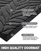 Yimobra Door Mat Outside Entrance, All-Season Waterproof Indoor Outdoor Doormat, All-Weather Non-Slip Welcome Mats for Front Door, Low Profile, Patio Porch, 29.5x17, Grey