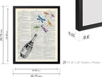 Poster Master Dictionary Art Poster - Champagne Bottle Print - Dragonfly Art - Alcohol Art - Gift for Men, Women & Bartender - Great Decor for Bar, Kitchen or Restaurant, 16x20 Black Framed