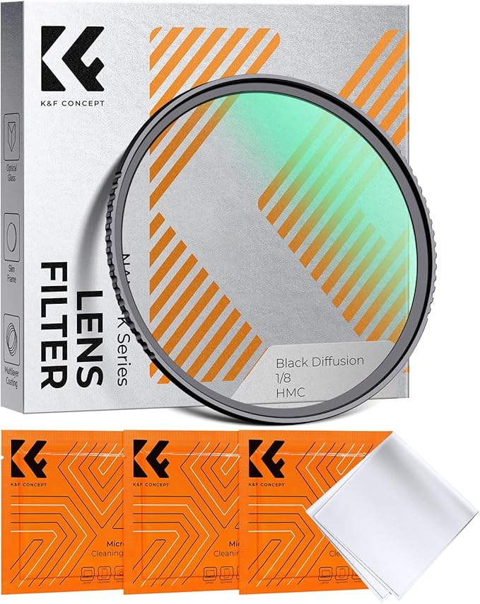 K&F CONCEPT 43mm Black Diffusion 1/8 Filter, Mist Dreamy Cinematic Effect Filter for Video/Vlog/Portrait Photography K-Series