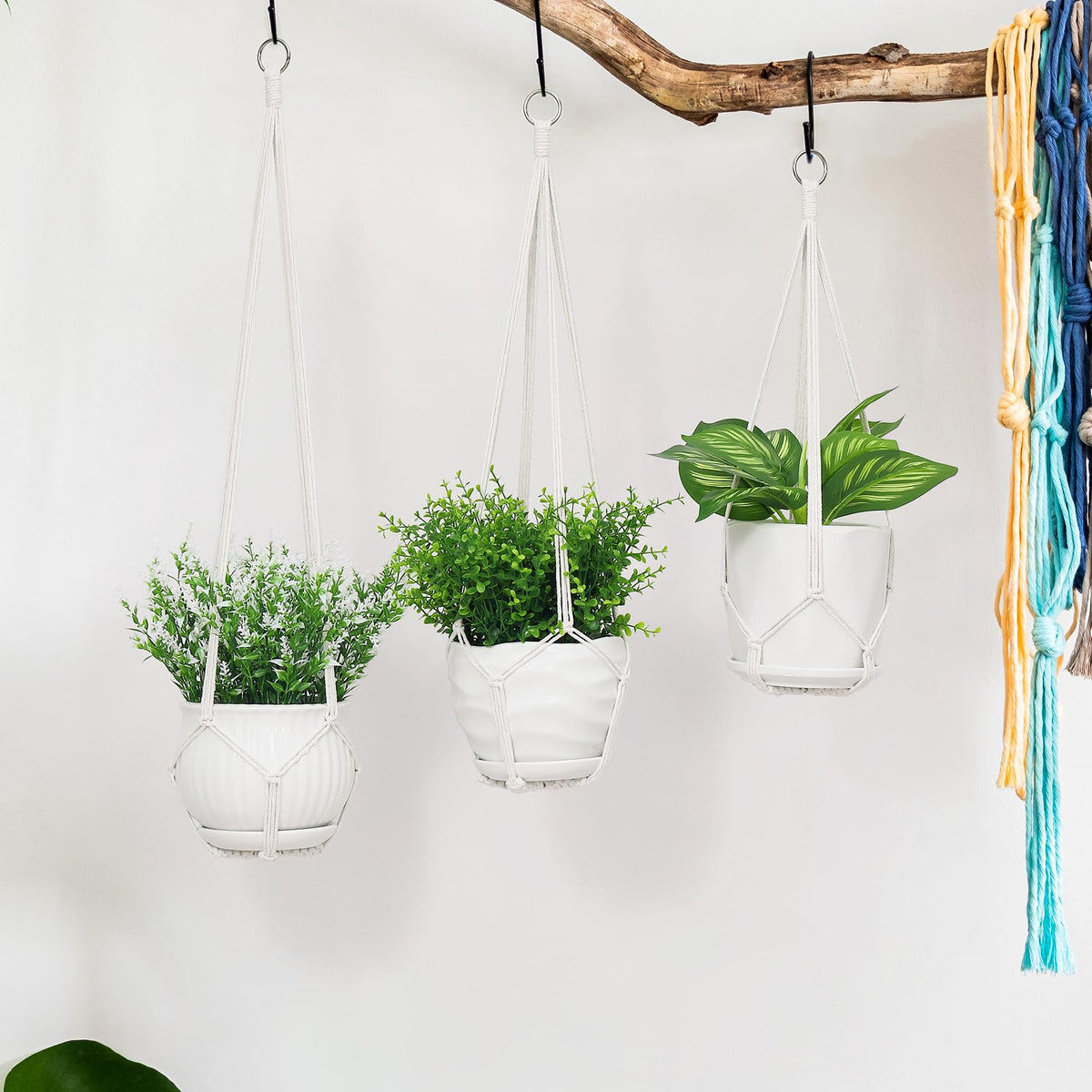 YIBOT 3 Pack Macrame Plant Hanger Indoor Hanging Planter for Plants Holder