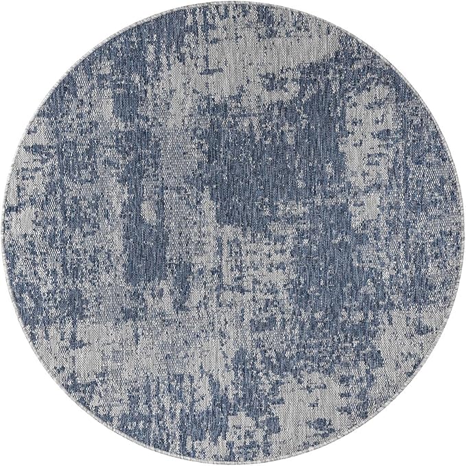 Keen Home Design Terrace Outdoor Round Rug - 5ft Round Washable Indoor/Outdoor Rug for Patio, Kitchen, Balcony, Beach, Garden, Deck and Porch, Size: 5'3" Round