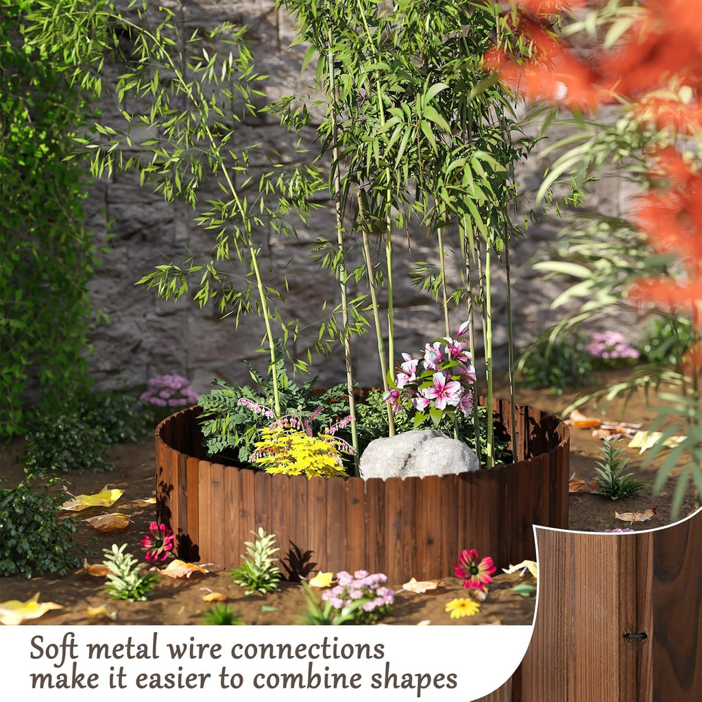 3PACK, 12FT Total Length Wood Garden Edging Border Wooden Garden Fence No Dig Landscape Edging Decorative Flower Bed Border Courtyards Planting Tree Fence Patio Path Edging -11.8" H x 48" L