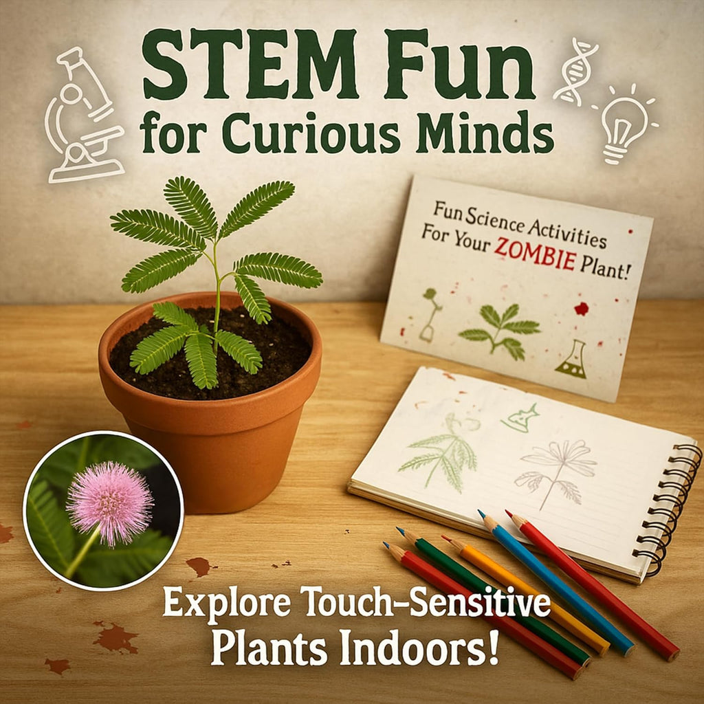 Zombie Plant Seed Packets – Grow a Live Sensitive Plant That Plays Dead When Touched! Indoor Plant Seeds & Educational STEM Activity | House Plant Seeds | Unique Garden Seeds – 2 Pack