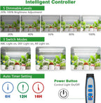 Wiaxulay Grow Lights for Indoor Plants, 360 LEDs Full Spectrum Plant Grow Light, 6 Bars/16 in Grow Light Strip with Auto Timer 6/12/16 Hrs, 3 Switch Modes, 5 Dimmable Levels for Hydroponics Succulent
