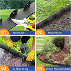 Landscape Edging, 1.5" x 100' Plastic Garden Edging with 120 Pcs Metal Spikes, Flexible Garden Border for Lawn, Landscaping, Flower Beds