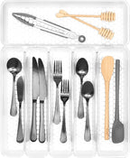 Spectrum Diversified Hexa Drawer Organizer Tray Modern Kitchen Cutlery, Utensil, Silverware Holder Caddy, 6 Dividers Cabinet Storage, 13 x 16, Clear Frost