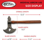 13" Wood Handle Carbon Steel Handcrafted Replica Medieval Axe